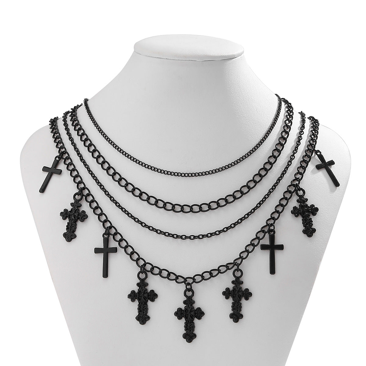 Wholesale Multi-layered cross tassel necklace